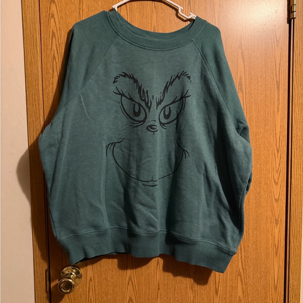 Maurices Teal Grinch Face Sweatshirt